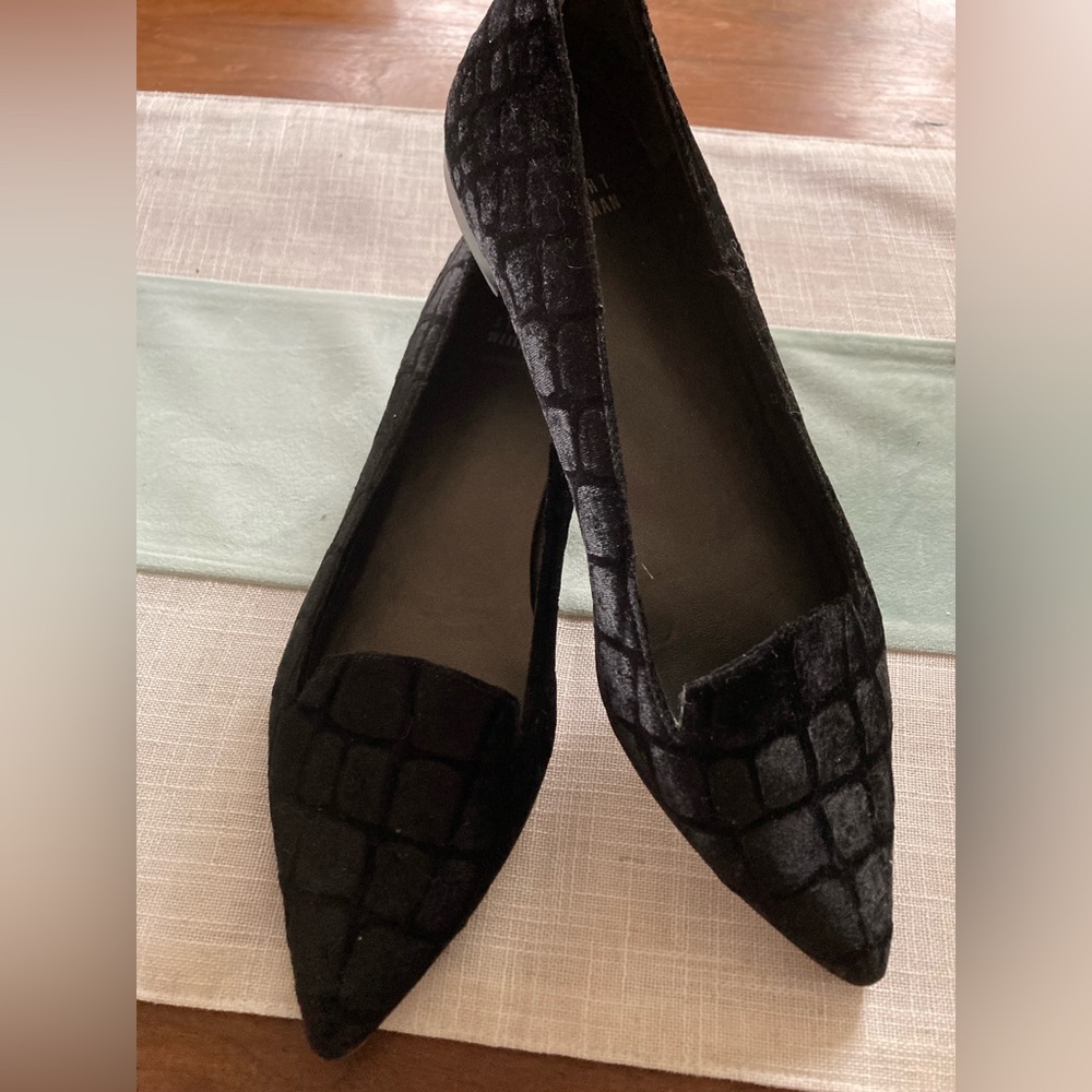 Stuart Weitzman Black Velvet Flats